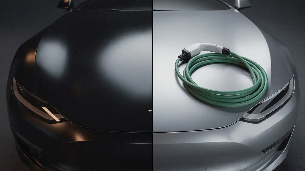 Vue symbolique de deux capots de berlines côte à côte illustrant le choix entre motorisation diesel et hybride rechargeable