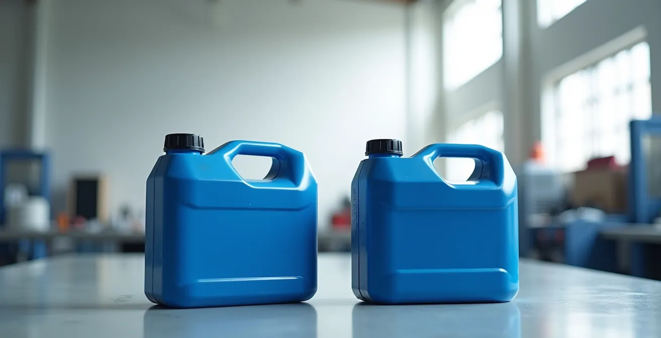 Comparaison visuelle entre un réservoir AdBlue déformé et un réservoir neuf