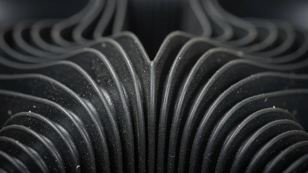 Détail macro de la surface texturée d'un coussin pneumatique en caoutchouc, illustrant la technologie de filtrage des micro-vibrations