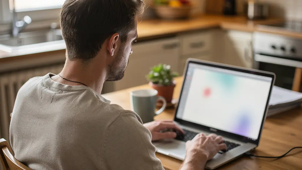 Personne souscrivant une assurance auto temporaire en ligne sur ordinateur portable